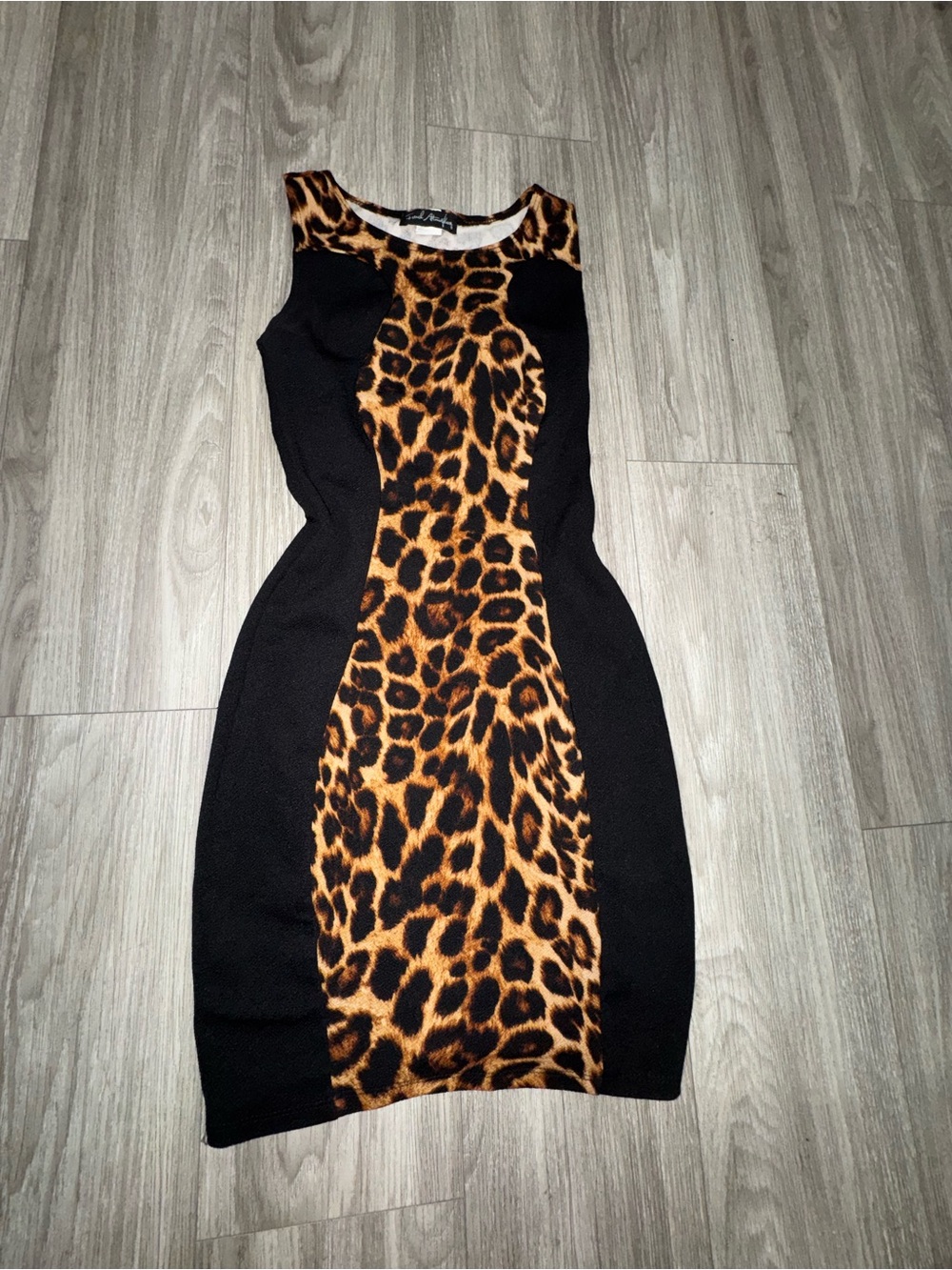 Y2K French Atmosphere Leopard Print Illusion Bodycon Mini Dress S